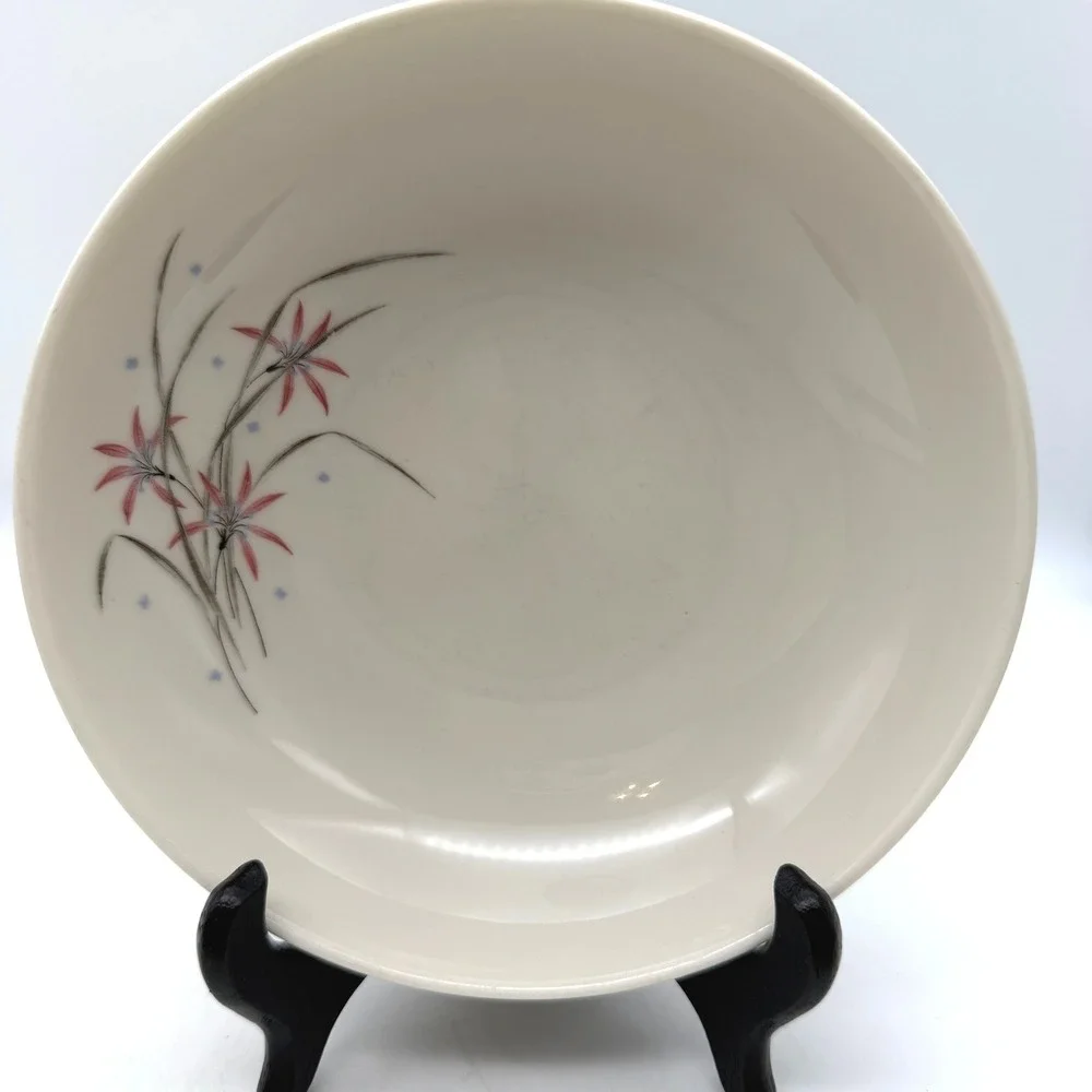 Syracuse China Flame Lily Vintage Cereal Soup Bowls Set of 2 MCM